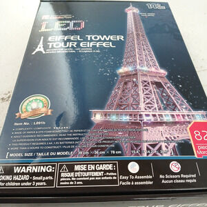 CubicFun LED Eiffel Tower 3D Puzzle Model Kit 82pcs Architectural Light-Up NEW